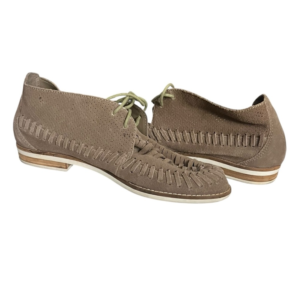 Dolce Vita Woven Leather Chuka Boots Tie Flats Brown Size 8 Womens
